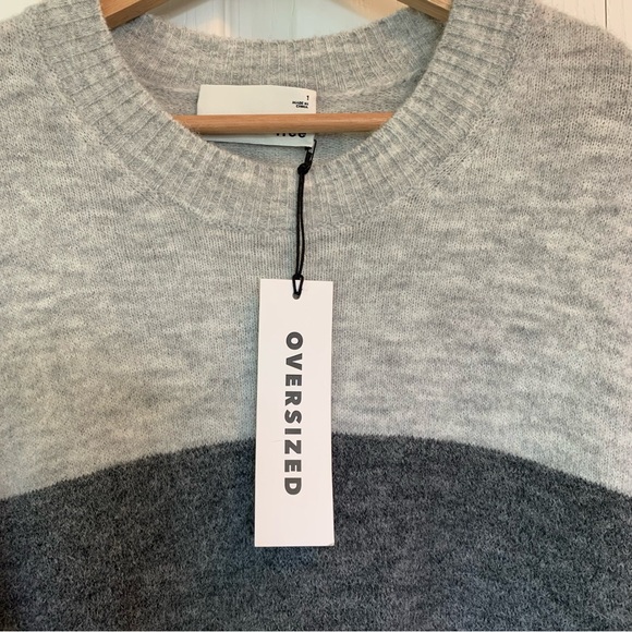 BNWT Aritzia Wilfred Cream Grey Black Cipriana Alpaca Wool Blend Sweater Dress - Picture 6 of 14